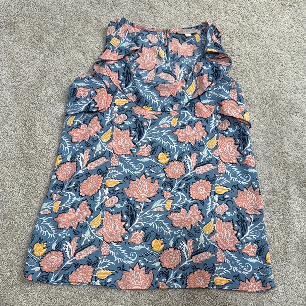 LOFT Pink Ruffled A-Line Shirt Resort Wear